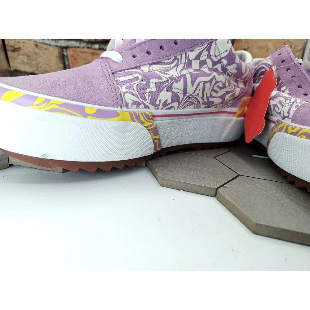Vans Old Skool Stacked Lugged Wavy Daze Lilac 2in Platform Shoes Women's Sz 8 - Picture 5 of 10